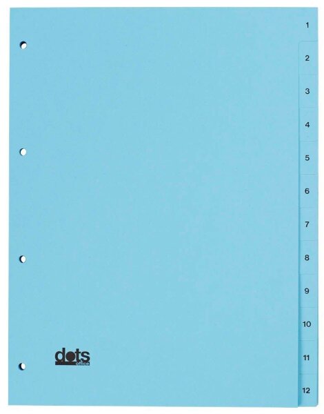 dots Ordnerregister Vollformat 1-12 blau 12-teilig, 5 Satz  ( 084-0464-001-02 )