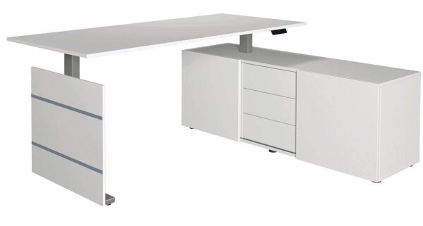 Kerkmann Move 3 elektrisch höhenverstellbarer Schreibtisch weiß rechteckig, Wangen-Gestell silber 180,0 x 80,0 cm