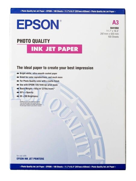 EPSON Fotopapier C13S041068 DIN A3 matt 102 g/qm 100 Blatt