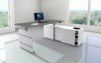 Kerkmann Move 3 elektrisch höhenverstellbarer Schreibtisch grafit, weiß rechteckig, Wangen-Gestell silber 180,0 x 80,0 cm