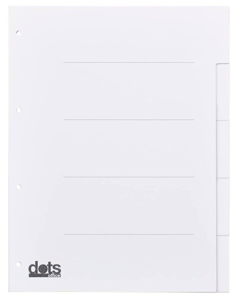 dots Ordnerregister Vollformat blanko weiß 5-teilig, 5 Satz  ( 084-0464-008-08 )