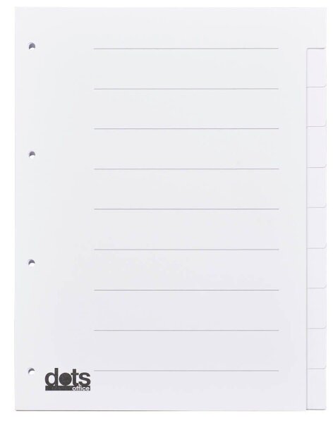 dots Ordnerregister DIN A4 Vollformat blanko weiß 10-teilig, 5 Satz