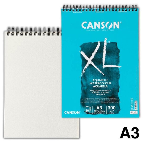 canson Aquarellblock XL DIN A3 300 g/qm, 30 Blatt, 1 Block