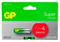 6 + 4 GRATIS: GP Batterien SUPER Alkali-Mangan Mignon AA 1,5 V, 6 St. + GRATIS 4 St.