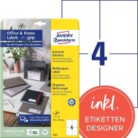 AVERY Zweckform Etiketten 6124 weiß 105,0 x 148,0...