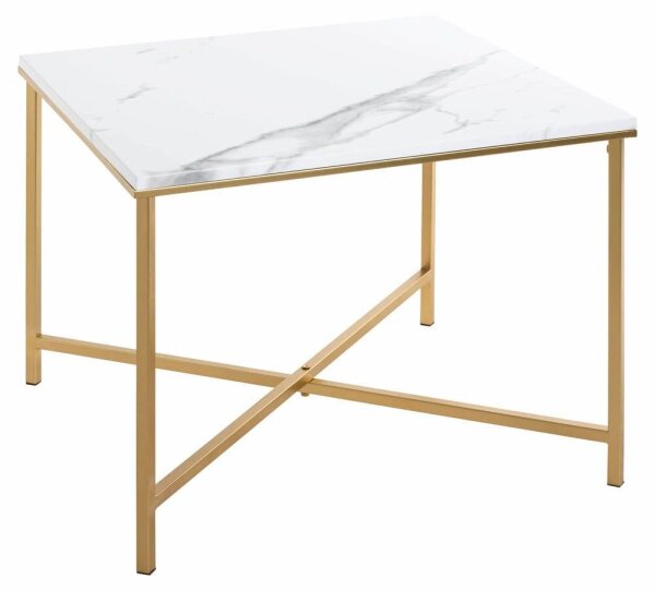 HAKU Möbel Beistelltisch rechteckig MDF-Platte gold-weiß 60,0 x 60,0 x 47,0 cm, 1 St.