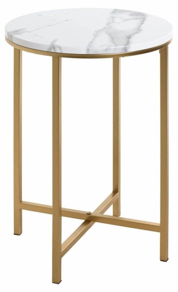 HAKU Möbel Beistelltisch rund MDF-Platte gold-weiß 39,0 x 39,0 x 53,0 cm, 1 St.