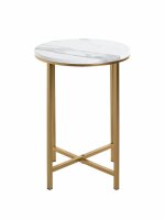 HAKU Möbel Beistelltisch rund MDF-Platte gold-weiß 39,0 x 39,0 x 53,0 cm, 1 St.