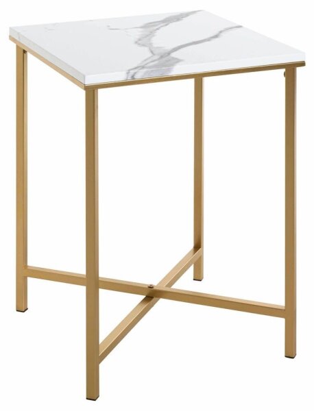 HAKU Möbel Beistelltisch rechteckig MDF-Platte gold-weiß 39,0 x 39,0 x 55,0 cm, 1 St.