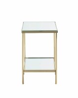 HAKU Möbel Beistelltisch rechteckig Glas gold 28,0 x 28,0 x 46,0 cm, 1 St.