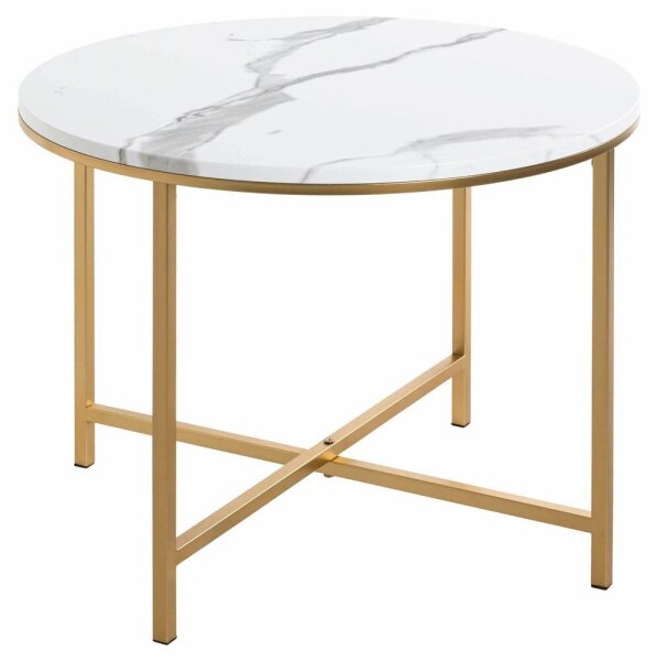 HAKU Möbel Beistelltisch rund MDF-Platte gold-weiß 60,0 x 60,0 x 45,0 cm, 1 St.