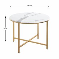HAKU Möbel Beistelltisch rund MDF-Platte gold-weiß 60,0 x 60,0 x 45,0 cm, 1 St.