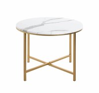 HAKU Möbel Beistelltisch rund MDF-Platte gold-weiß 60,0 x 60,0 x 45,0 cm, 1 St.