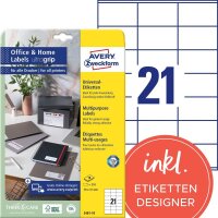 AVERY Zweckform Etiketten 3481-10 weiß 70,0 x 41,0...