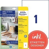AVERY Zweckform Etiketten LR3478-10 weiß 210,0 x 297,0 mm, 10 Blatt