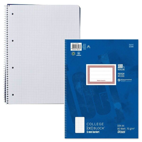 Ursus® Collegeblock OE kariert DIN A4 Innenrand, 1 Block