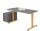 HAMMERBACHER XMST16 elektrisch höhenverstellbarer Schreibtisch grafit rechteckig, T-Fuß-Gestell gold 160,0 x 80,0 cm