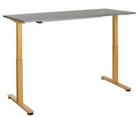 HAMMERBACHER XMST19 elektrisch höhenverstellbarer Schreibtisch grafit rechteckig, T-Fuß-Gestell gold 180,0 x 80,0 cm