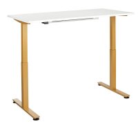 HAMMERBACHER XMST16 elektrisch höhenverstellbarer Schreibtisch weiß rechteckig, T-Fuß-Gestell gold 160,0 x 80,0 cm