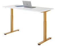 HAMMERBACHER XMST16 elektrisch höhenverstellbarer Schreibtisch weiß rechteckig, T-Fuß-Gestell gold 160,0 x 80,0 cm