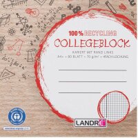 LANDRÉ® Collegeblock Recycling kariert DIN A4 Innenrand, 1 St.