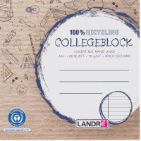 LANDRÉ® Collegeblock Recycling liniert DIN A4 Innenrand  ( 100050219 )