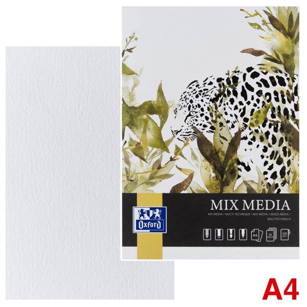 OXFORD Malblock Mixed Media DIN A4 225 g/m², 25 Blatt, 1 St.