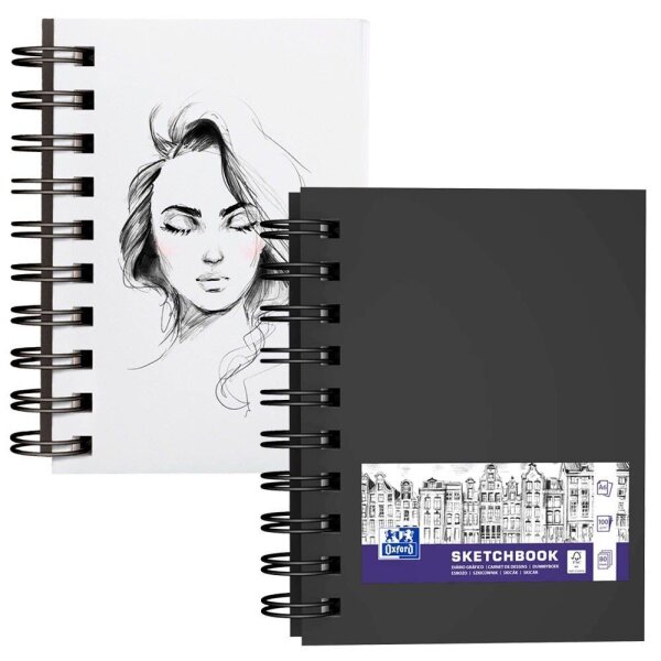 OXFORD Skizzenbuch Sketchbook DIN A6 blanko, schwarz Hardcover 80 Seiten, 1 St.