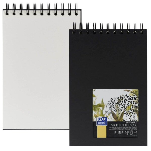 OXFORD Skizzenbuch Sketchbook DIN A5 blanko, schwarz Hardcover 40 Seiten, 1 St.