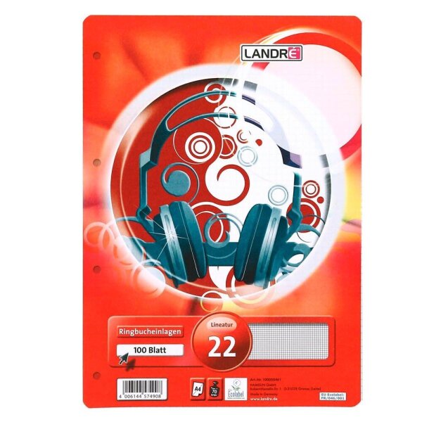 LANDRÉ® Ringbucheinlagen A4 kariert, 50 Blätter  ( 100050461 )