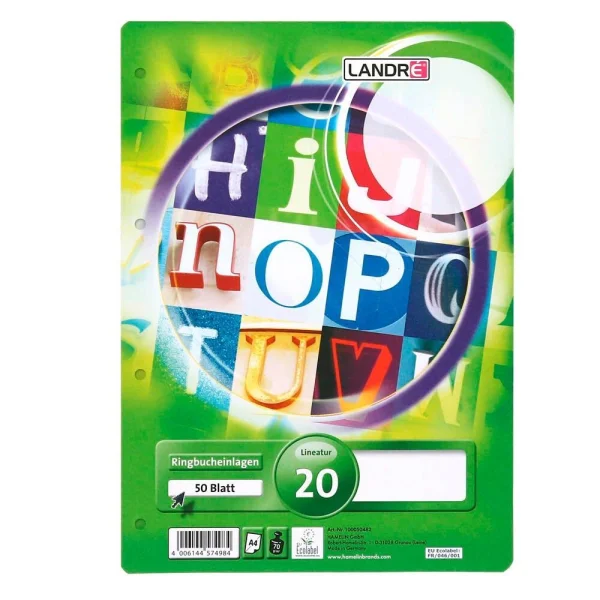 LANDRÉ® Ringbucheinlage A4 blanko, 50...