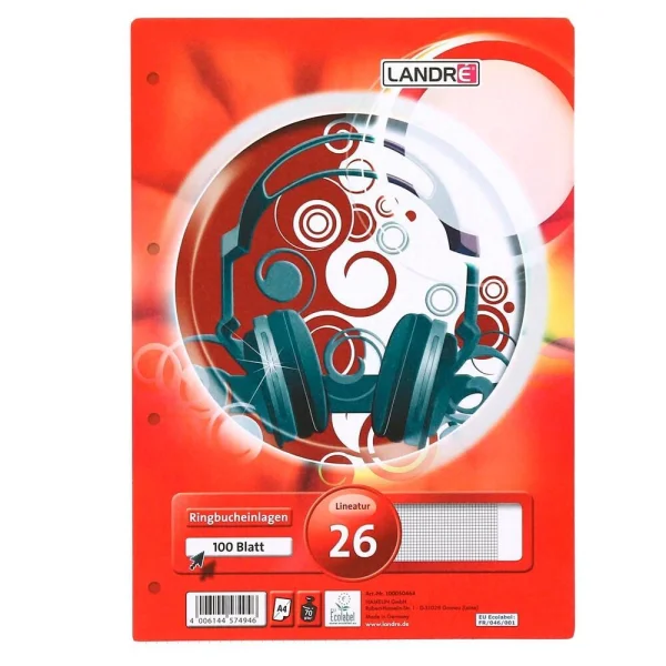 LANDRÉ® Ringbucheinlagen A4 kariert, 100...