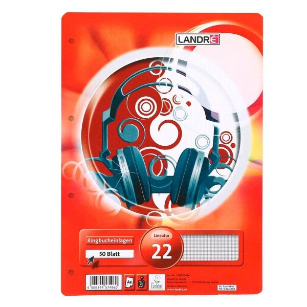 LANDRÉ® Ringbucheinlage A4 kariert, 50 Blätter  ( 100050484 )