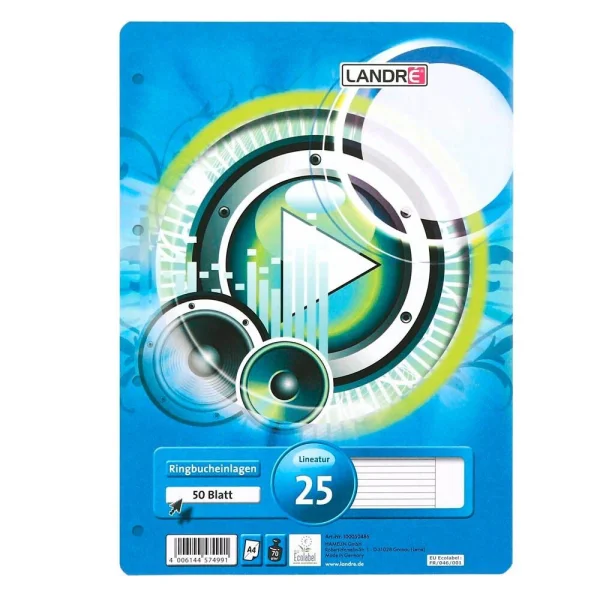 LANDRÉ® Ringbucheinlage A4 liniert, 50...