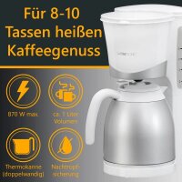 CLATRONIC KA 3327 Kaffeemaschine weiß, 8-10 Tassen