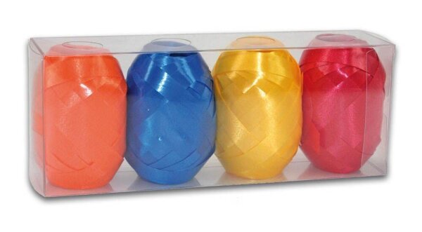 PRÄSENT Geschenkband AMERICA satiniert orange/blau/gelb/rot 8,0 mm x 4x 20,0 m