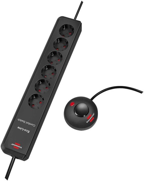 brennenstuhl Eco-Line Comfort Switch 6-fach Steckdosenleiste mit Fußschalter 2,0 m schwarz