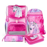 JOLLY Schulranzen-Set ERGONOMIC FLEXY Kunstfaser pink