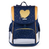 JOLLY Schulranzen-Set ERGONOMIC FLEXY Kunstfaser blau/gold