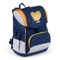 JOLLY Schulranzen-Set ERGONOMIC FLEXY Kunstfaser blau/gold