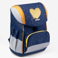 JOLLY Schulranzen-Set ERGONOMIC FLEXY Kunstfaser blau/gold