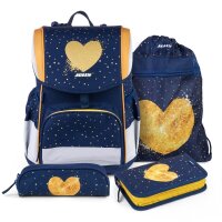 JOLLY Schulranzen-Set ERGONOMIC FLEXY Kunstfaser blau/gold