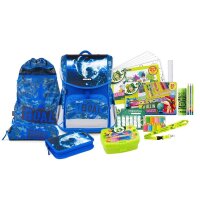 JOLLY Schulranzen-Set ERGONOMIC FLEXY Kunstfaser blau