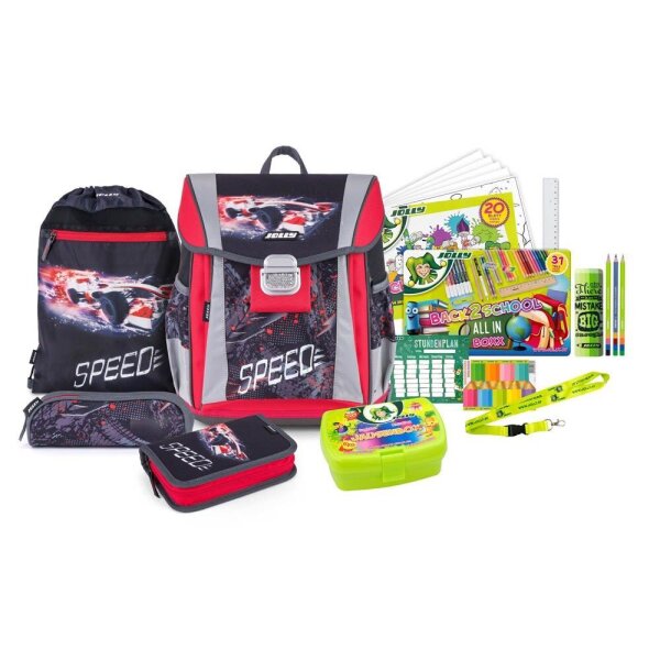 JOLLY Schulranzen-Set Classic Formula Kunstfaser schwarz/rot