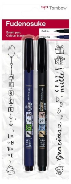 Tombow Fudenosuke Brush-Pens schwarz, 1 Set