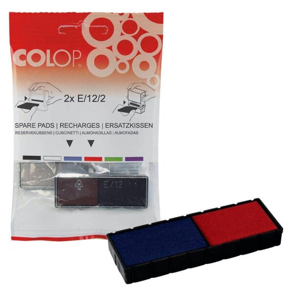 COLOP Ersatzstempelkissen E/12/2 blau/rot 5,5 x 0,8 cm, 2 St.