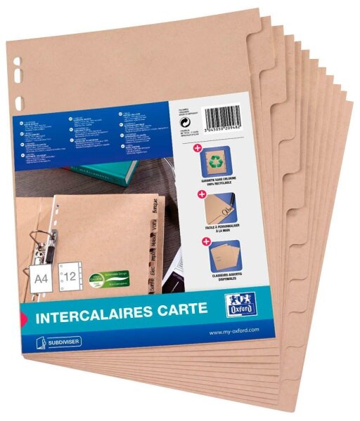 OXFORD Ordnerregister Touareg DIN A4 Vollformat blanko beige 12-teilig, 1 Satz