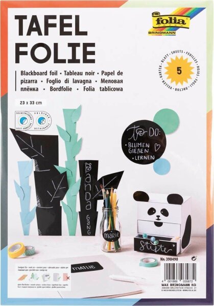 folia Tafelfolie selbstklebend blanko 23,0 x 33,0 cm, 5 Blatt