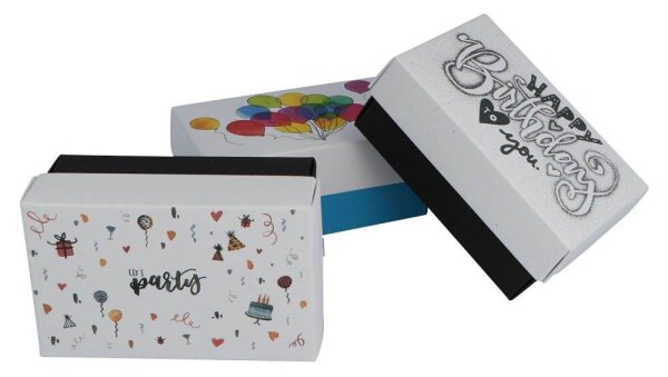 BUNTBOX Geburtstag M Geschenkboxen-Set weiß, 3 St.