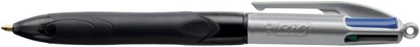 BIC 4-Farben-Kugelschreiber 4 Colours GRIP PRO schwarz/grau, Schreibfarbe: schwarz, blau, rot, grün, 1 St.